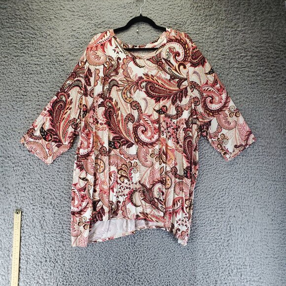 Jessica London Top Womens Size 30/32 Multicolor Paisley Print 3/4 Sleeve Stretch - Picture 1 of 9